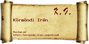 Körmöndi Irén névjegykártya